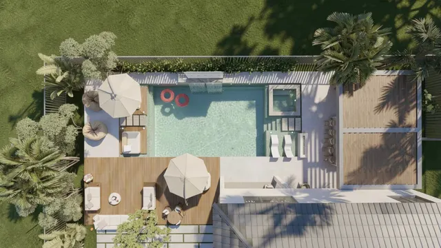 Render of the Arrivabene backyard, view 07 (top view)