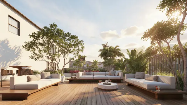 Render of the Arrivabene backyard, view 14 (deck seating)